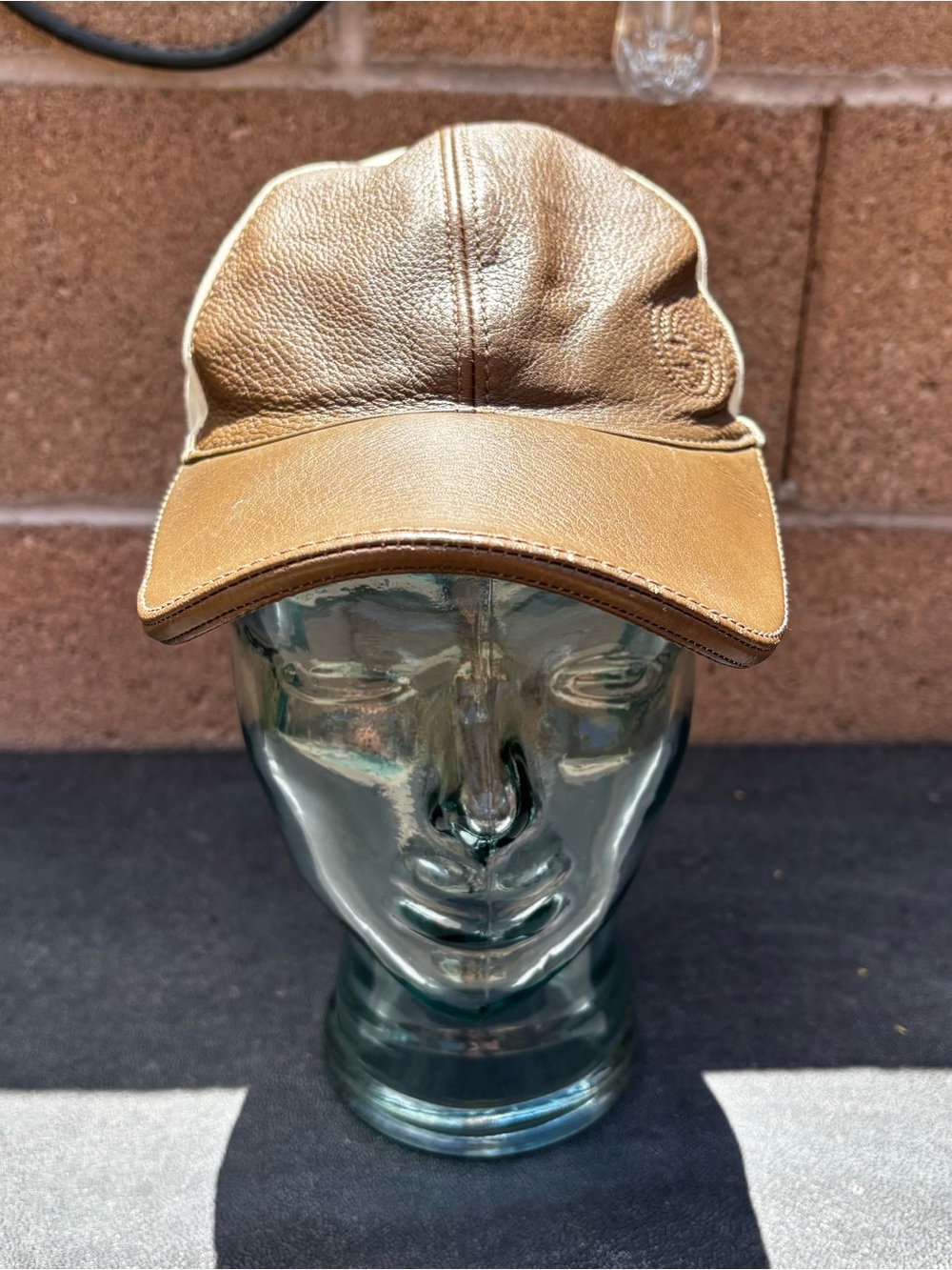 Gucci Interlocking G Baseball Cap Leather Two Tone Size Small - Picture 3 of 6